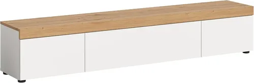 xonox.home Wohnzimmer Ruda Lowboard – TV-Bank in Weiß mit Artisan Eiche - TV-Halterungen: Das stilvolle Lowboard Ruda bietet 3 Klappen und 3 Fächer für optimalen Stauraum und eine aufgeräumte Wohnatmosphäre. Zeitloses Design und nachhaltige Materialien für langlebige Qualität.