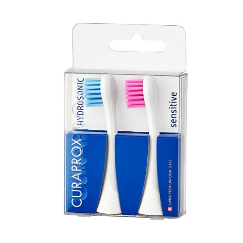CURAPROX Hydrosonic Ersatzbürsten sensitive Duo Pack - Hautpflege: Ultraweiche Aufsteckbürsten für die Hydrosonic Easy Schallzahnbürste, schonend für Zahnfleisch und besonders effektiv bei Entzündungen.