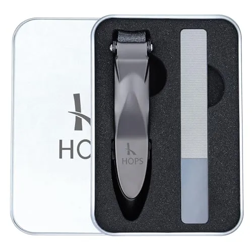 Nagelknipser mit Feile und Auffangbehälter - Nagelknipser Set in Geschenkbox, für Fingernägel und Fußnägel, Nagelknipser groß, Nail clipper, Edelstahl, Geschenke für Frauen und Männer