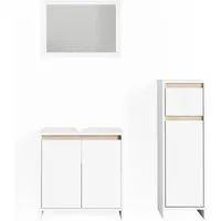 VICCO Badmöbel Set EMMA Weiß Sonoma Eiche - Spiegel Waschtischunterschrank Midi - Badmöbel-Set mit hochwertiger Melaminharzbeschichtung, kratzerresistent und pflegeleicht. Der moderne Sonoma Eiche Look verleiht Ihrem Bad einen stilvollen Akzent.
