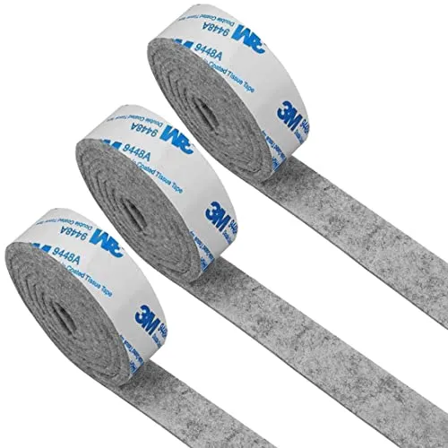 SIOPPKIK Filzgleiter Selbstklebend, 3 Rollen Selbstklebendes Filz für Möbel (100cm * 2cm) Schneiden Sie Jede Form, Stark Klebendes Gleitmatten Band, für Stühle, Bodenschutz, Grau