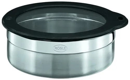 Rösle Frischhaltedose Ø 16 cm - Edelstahl, Aromadicht - Frischhaltedose aus Edelstahl mit Silikonrand für aromadichte Aufbewahrung. Ideal für Lebensmittel, langlebig und einfach zu reinigen. Perfekt stapelbar für eine organisierte Küche.