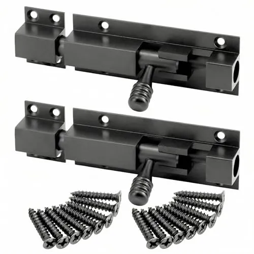 QWORK® 2 teilige 130x37mm Türriegel aus Aluminiumlegierung, Schwere Riegelschloss für Türen, Fenster, Gartentor und mehr