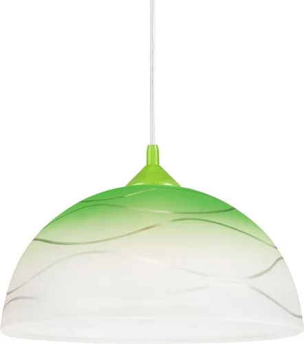 Licht-Erlebnisse Pendelleuchte ADANIA - Retro Hängelampe in Grün Weiß - Hängeleuchte für Esszimmer und Küche, blendarm mit satiniertem Glasschirm für warmes Licht, ideal über runden Esstischen. Höhenverstellbar und individuell gestaltbar mit E27 Leuchtmitteln.