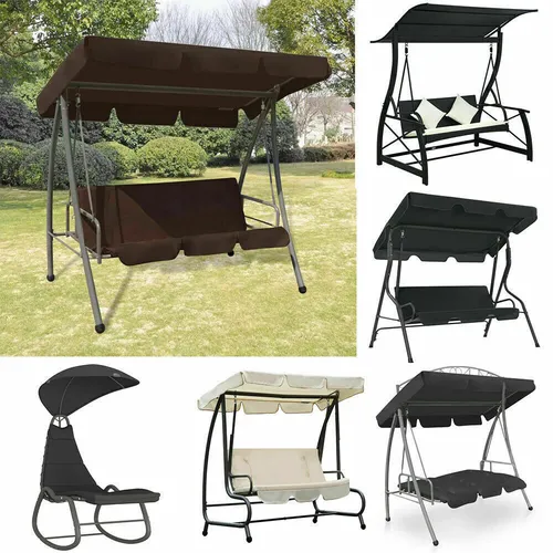 Hollywoodschaukel mit Liege-Funktion für 1-3 Personen - Gartenmöbel mit einer Gesamtgröße von 115 x 75 x 110 cm, bietet Entspannung und Komfort im Garten, Farbe: Gelb, 1 Jahr Herstellergarantie.
