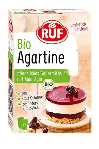 RUF Bio Agartine Pulver - Pflanzlicher Gelatine-Ersatz - Stärke & Bindemittel: Ideal für vegane Süßspeisen und herzhafte Gerichte, einfach in der Anwendung und geliert bereits ab 35°C.
