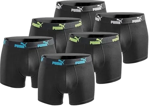 PUMA Boxershort 6er Pack Herren Basic Black Limited Edition - New Triple Black - Gr. M - Herren-Boxershorts im 6er Vorteilspack, ideal für jeden Tag. Hoher Tragekomfort durch atmungsaktive Baumwollqualität und elastischen Bund – perfekt für Sport und Freizeit.