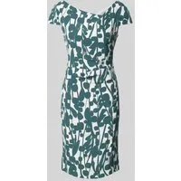 Vera Mont Damen Cocktailkleid Kurzarm Cream/Dark Green, Größe 40 - Elegantes Cocktailkleid mit auffälligem floralen Druck, figurbetont und knieumspielend für einen schmeichelhaften Look. Asymmetrischer Ausschnitt mit Falten für einen stilvollen Auftritt.