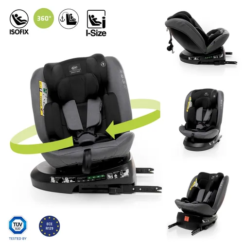 4BABY Kindersitz drehbar 360 ISOFIX Matt-Fix I-SIZE - Kindersitz für 0-36 kg mit 360° Drehbasis, wächst mit und bietet höchsten Komfort sowie Sicherheit durch ISOFIX-Befestigung und verstellbare Kopfstütze.