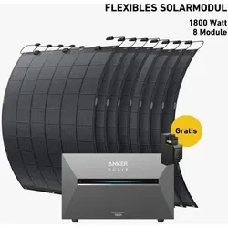 Balkonkraftwerk 1800 Watt Komplettset mit Anker SOLIX Solarbank - Innovatives Balkonkraftwerk mit flexiblen Solarmodulen (1800 W) und Anker SOLIX Solarbank 3 E2700 Pro. Ideal für effiziente Stromnutzung mit 2,7 kWh Speicherkapazität.
