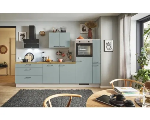 PICCANTE Plus Küchenzeile Marlena 280 cm in fjördgrün matt - Küchenzeilen mit modernem Design, vormontiert für schnelle Installation und optimale Raumnutzung, ideal für stilbewusste Küchenliebhaber.