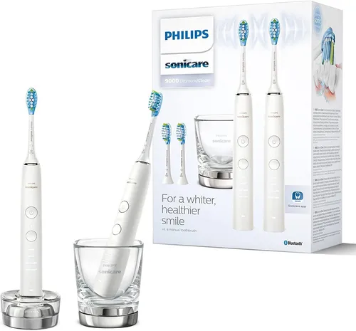 Philips DiamondClean 9000 Schallzahnbürste HX9914/62 Doppelpack - Elektrische Zahnbürsten, mit Andruckkontrolle und mehreren Reinigungsmodi für optimale Mundpflege. Ergonomisches Design und App-Verbindung für ein personalisiertes Putzerlebnis.