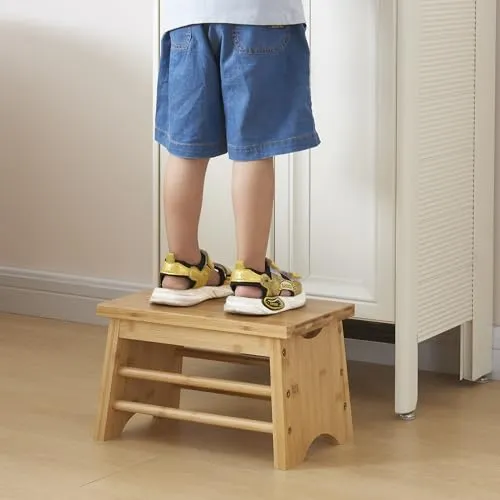 [en.casa] Tritthocker Ryslinge für Kinder - Stabiler Bambus Hocker bis 100 kg - Tritthocker für Kinder, aus umweltfreundlichem Bambus, sicher und stabil bis 100 kg, ideal für Küche, Bad und Garten.