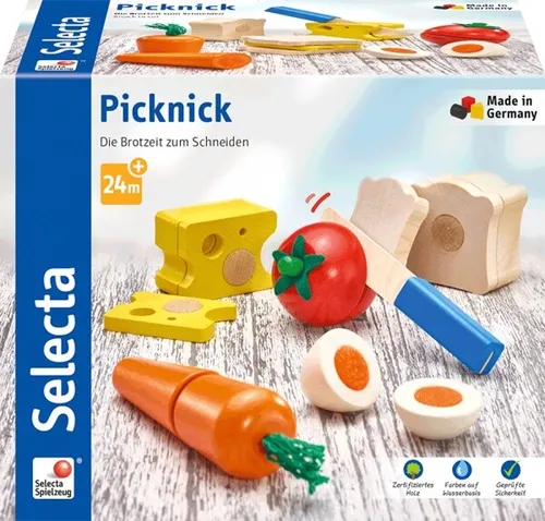 SELECTA PICKNICK KLETT UND SCHNEIDESPIELZEUG AUS HOLZ SPIELZEUG NEU OVP