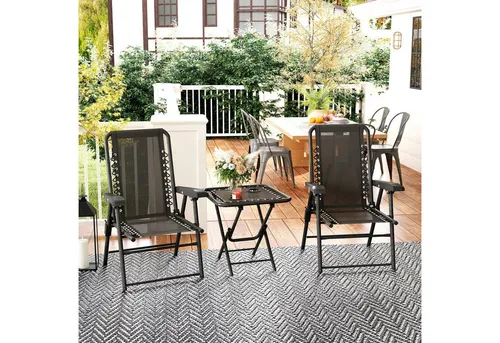 Outsunny 3-teiliges Bistro Set aus Stahl – Wetterfest und Klappbar - Elegantes 3-teiliges Gartenmöbel-Set mit zwei bequemen Sesseln und einem klappbaren Tisch, inklusive praktischen Becherhaltern. Ideal für entspannte Momente im Freien – platzsparend und schnell verstaut.