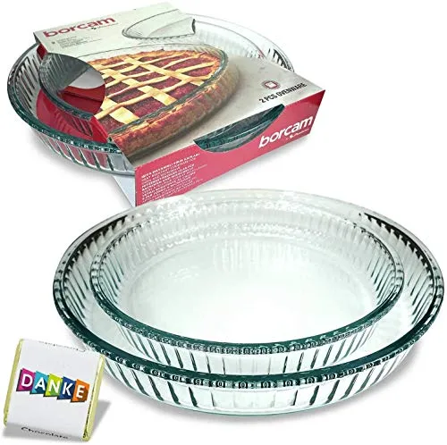 Pasabahce Borcam Auflaufform Glas Backform Auflauf 2 TLG Runde