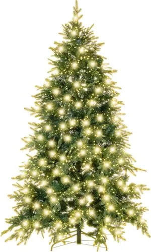 infactory LED Weihnachtsbaum innen: Künstlicher Premium-Weihnachtsbaum mit 3000 LEDs, 8 Leuchtmodi, 210 cm (Beleuchteter, Christbaum mit Beleuchtung, Advent)