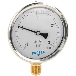 Profec Manometer -1 bis 3 Bar, Ø 100 mm, Glyzeringefüllt