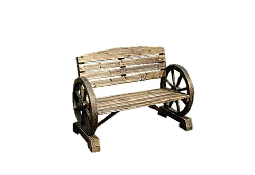 HTI-Line Gartenbank Sommerset - Rustikale Sitzbank mit Wagenrad-Design - Sitzbank aus Fichtenholz im einzigartigen Wagenrad-Design, ideal für Garten, Balkon oder Terrasse. Hohe Rückenlehne für optimalen Komfort, belastbar bis 120 kg.