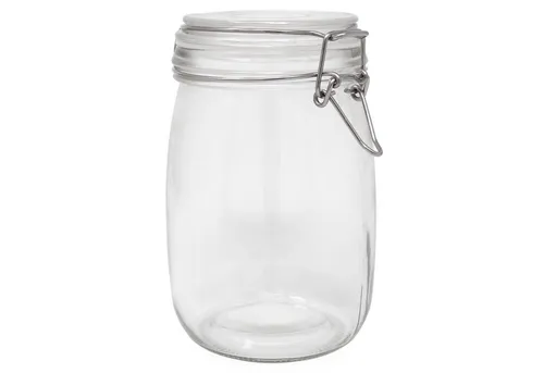 DistrEbution Einmachglas mit Bügelverschluss 1-24 Stk Vorratsdose 1000 ml, 1 Stück, Luftdichtes Drahtbügelglas
