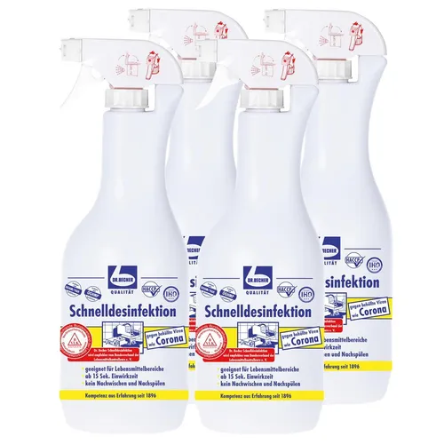 Dr. Becher Schnelldesinfektion 1L – Effektive Reinigung für Zuhause - Hochwertige Schnelldesinfektion für den Haushalt, parfüm- und aldehydfrei, ideal auch für Allergiker. Mit praktischem Sprühventil für einfache Anwendung und schnelle Wirkung in nur 15 Sekunden.