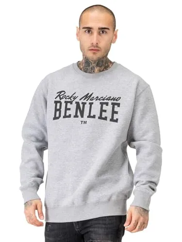 BENLEE Herren Rundhals Sweatshirt RINSTON M, Marl Grey/Black - Stylisches Sweatshirt für Herren von BENLEE in normaler Passform, aus hochwertiger Baumwolle und Polyester, mit kuschelig weichem Innenfutter und auffälligem Druck auf der Brust.