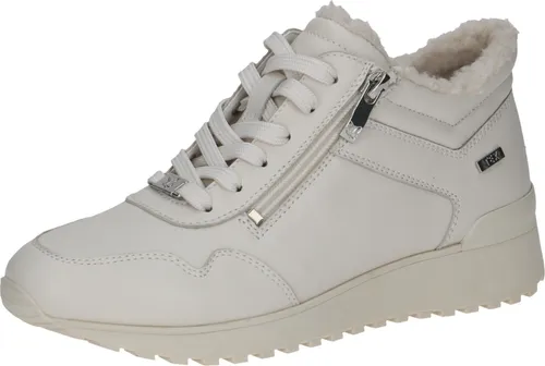 Caprice Schnür-, Zug- und Schnallenstiefel in edlem Offwhite - Wanderschuhe mit wasserabweisendem Leder, warm gefüttert und individuell anpassbar durch Schnürung und Reißverschlüsse – ideal für modische Freizeitaktivitäten.