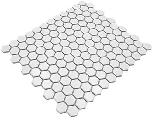 Mosaik Fliese Keramik Hexagon weiß matt für BODEN WAND BAD WC DUSCHE KÜCHE FLIESENSPIEGEL THEKENVERKLEIDUNG BADEWANNENVERKLEIDUNG WB11A-0111