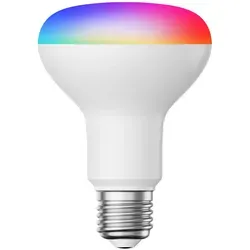 ledscom.de E27 LED RGB Leuchtmittel R80 - Smart Home mit Sprachsteuerung - Energiesparlampe mit 9,9 W und 950 lm, individuell dimmbar und in 16 Millionen Farben, steuerbar über Tuya App und kompatibel mit Alexa und Google Assistant.