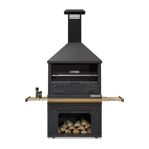 Außenküche Outdoorküche Garten Terrasse Grill modern robust - Freistehende Außenküche mit Kochbereich aus Holz und Edelstahl. Ideal für gesellige Grillabende im Garten. Maße: 98 x 72 x 181 cm, mit 2 Jahren Herstellergarantie.