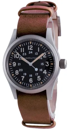 Hamilton Khaki Field Herrenuhr mit schwarzem Zifferblatt H69439531 - Armbanduhren mit Saphirglas und 50 m Wasserdichtigkeit, ideal für Abenteuer und den Alltag. Swiss Made Qualität und große Ziffern für optimale Ablesbarkeit.