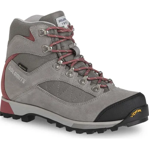 Dolomite Zernez GTX Women's Shoe Grey/Dry Red 39,5 - Damen Wanderschuhe für sommerliche Bergwanderungen, leicht und stabil mit GORE-TEX-Futter für trockene Füße und Vibram® Sohle für hervorragende Traktion.