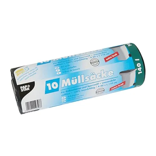 Müllsäcke LDPE 140 L – 110 x 80 cm, schwarz in schwarz von PAPSTAR