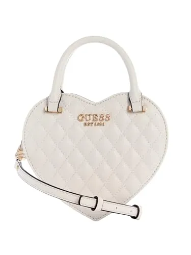 GUESS Heart Bag Handtasche - Stylische GUESS Handtasche in Herzform, ideal für den Alltag. Mit 3 Fächern für Karten und abnehmbarem Schulterriemen – ein echter Blickfang!