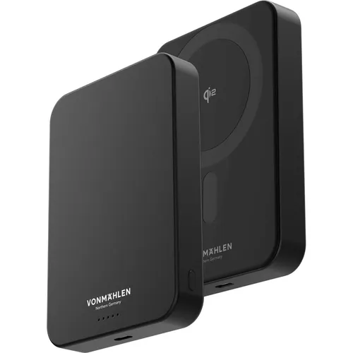 VONMÄHLEN Evergreen Mag 10.000 mAh Qi2-Powerbank – kabelloses Laden mit 15W, ultra-schlank und langlebig - Die VONMÄHLEN Evergreen Powerbank mit 10.000 mAh bietet kabelloses Laden mit bis zu 15 W für MagSafe und Qi-Geräte. Ideal für unterwegs – nur 14,3 mm dünn und mit kratzfester Oberfläche. 3 Jahre Garantie für höchste Qualität.