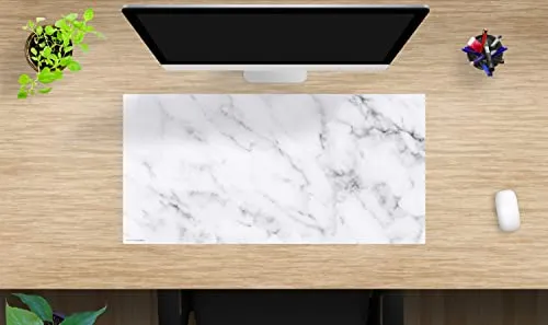 Schreibtischunterlage - Prachtvoller weißer Marmor - aus premium Vinyl - in verschiedenen Größen - Made in Germany (80 x 40 cm)