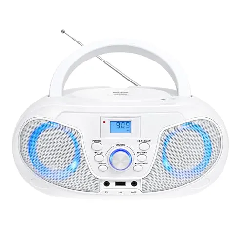 Silva Schneider MPC 25.4 USB – Tragbarer CD-Player mit UKW-Radio - Vielseitiger CD-Player mit USB und AUX für Musikgenuss überall. Starker Stereo-Sound mit 40 W p.m.p.o. und praktischen Anschlüssen für maximale Flexibilität – ideal für Zuhause oder unterwegs.
