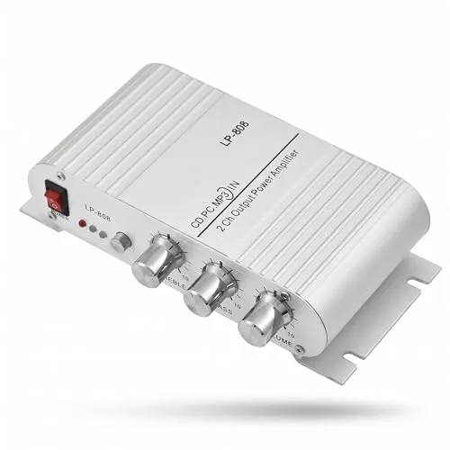 Audio Verstärker, 20W 2 Kanal HiFi Stereo Bass Endverstärker, Digital Amp für Auto Motorrad Heim