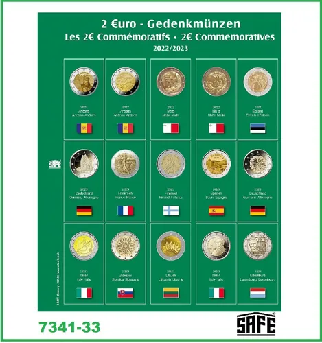 SAFE-7341-33-2-EURO-Gedenkmünzen-2022-2023-Münzhüllen-Nachträge-Vordrucke