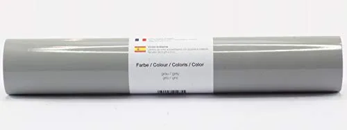 Selbstklebende Plotterfolie Vinylfolie 30,5 cm x 3 m glänzend 39 Farben zur Auswahl, Farbe:104 Grau