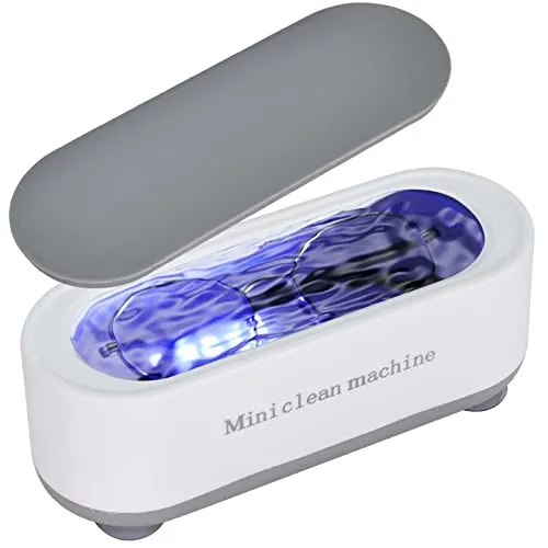 350ML Ultraschallreiniger 47KHz Hochfrequenz Ultraschallreinigungsgerät Automatisch Ultrasonic Cleaner, Brille Schmuck Uhren Zahnprothesen Reinigung Ultraschallgerät, Batterie Nicht ENTHALTEN (Weiß)