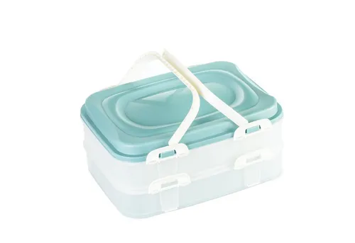 Centi Kuchentransportbox Transportbox für Kuchen und Muffins, 2 Etagen, grün, Kunststoff, (1er-Set), Transportbox für Kuchen & Muffins