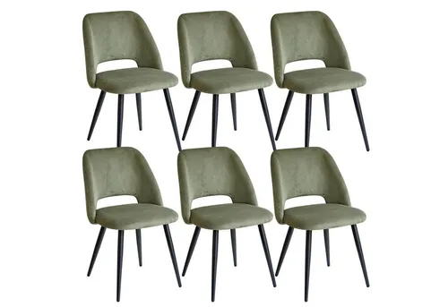 LuxusKollektion Esszimmerstuhl 6er-Set in Grün mit Hohlrückendesign