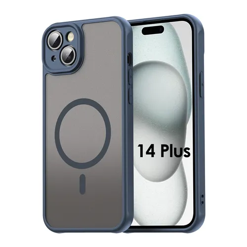 Magsafe Handyhülle für Apple iPhone 14 Plus Matt Case Schutzhülle Kratzfest Blau