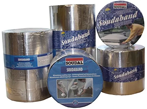 Soudal Soudaband Aludichtband 300mm x 10m - Wasserabdichtung für Dächer, selbstklebend und wasserdicht, ideal für verschiedene Oberflächen und bitumenverträglich.