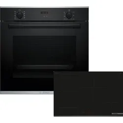 Bosch Einbau-Backofen-Set, HBA234BB3 + HEZ538000 + PVS83KHC1E, Einbau-Backofen, Induktionskochfeld, Clip-Auszug HBDPAL383 - Schwarz