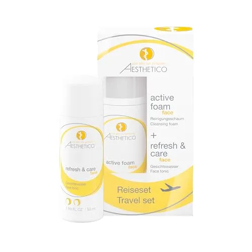 AESTHETICO Reiseset, 2x 50ml - praktische Hautreinigung für unterwegs, AE refresh and care und AE active foam in Reisegröße (auch als Handgepäck im Flugzeug)