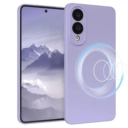 EAZY CASE - Silikonhülle magnetisch für Galaxy S25 Edge Hülle Silikon Lila weich stoßfeste Magnet Handyhülle Schutzhülle mit Kameraschutz Dünn Schutz Cover TPU Bumper in Pastell Lavendel Blau