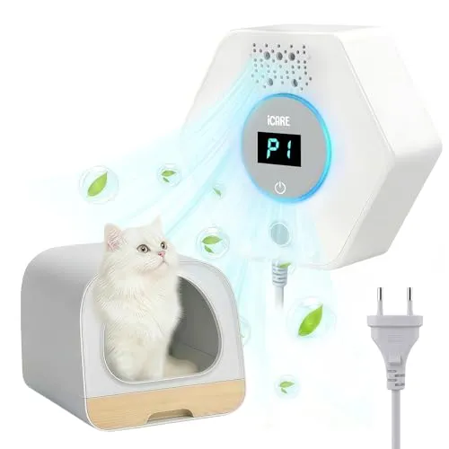 Katzenstreu Geruchsbeseitiger, Ozon & Negative Ion Cat Odor Eliminator | Sensor Monitor, Katzentoiletten Desodorierer mit 3 Licht Modi, Lufterfrischer, Effektiver Luftreiniger Für Haustiergerüche