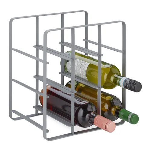 Weinregal für 9 Flaschen – modernes graues Design - Weinregal aus robustem Eisen für 9 Flaschen, ideal für stilvolle Aufbewahrung und Platzersparnis in Ihrer Küche oder Ihrem Wohnzimmer.